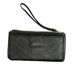 Relic by Fossil Black Faux Leather Chevron Wristlet Wallet